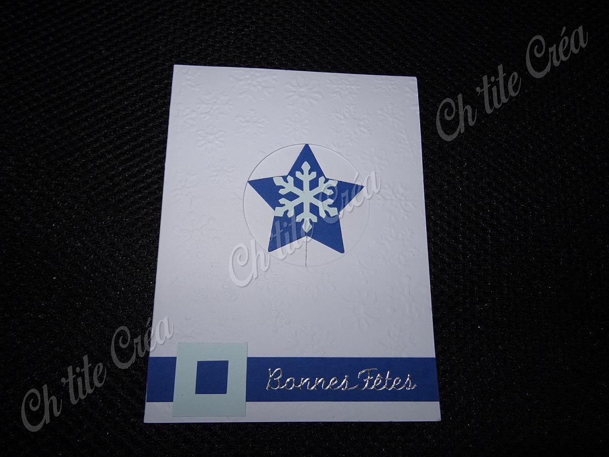 Carte de noël avec étoile et flocon tourbillonnant